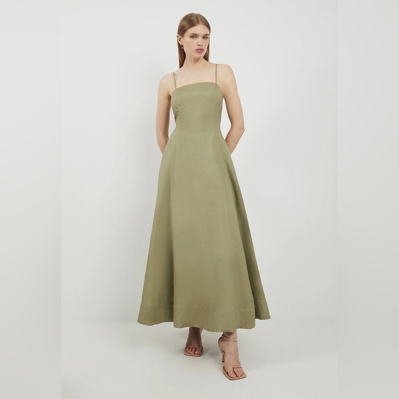 NWT Lydia Millen x Karen Millen Linen Strappy Maxi Dress - US 12 - Picture 2 of 5